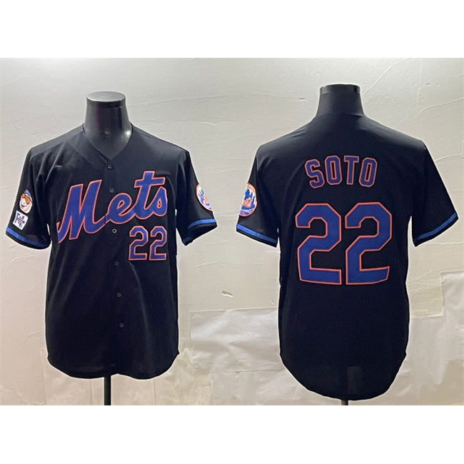 Boles  New York Mets #22 Juan Soto Black  2025 Spring Training Cool Base Stitched Jersey