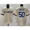 Boles Los Angeles Dodgers #50 Mookie Betts Cream  Stitched Jersey