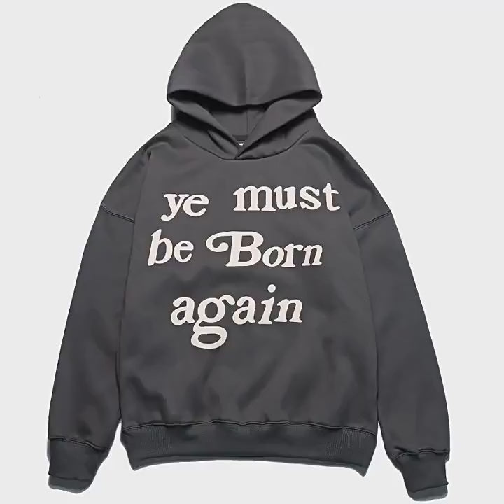 2026 American Kanye Letter Foam Loose High Street hoodie