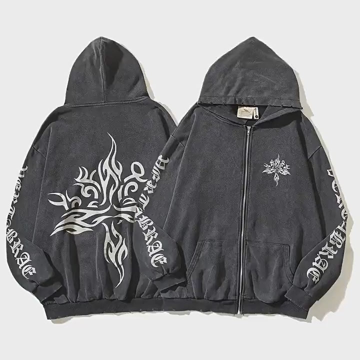 2026 Autumn/Winter European and American Street Style Washed hoodie